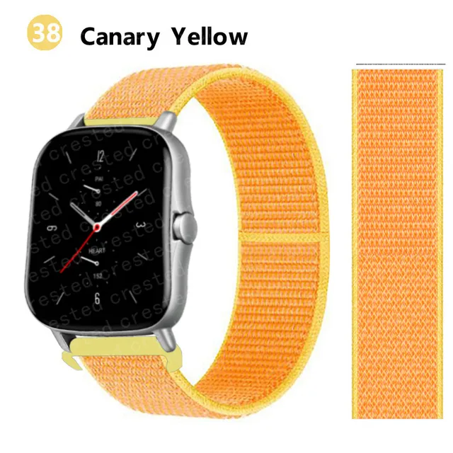 20/22mm Nylon band For Amazfit GTS/2/2e/GTS2 Mini/GTR 3 Pro 42mm/47mm/GTR2/2e/stratos 2/3 Sport Loop Bracelet Amazfit bip strap Canary Yellow 40