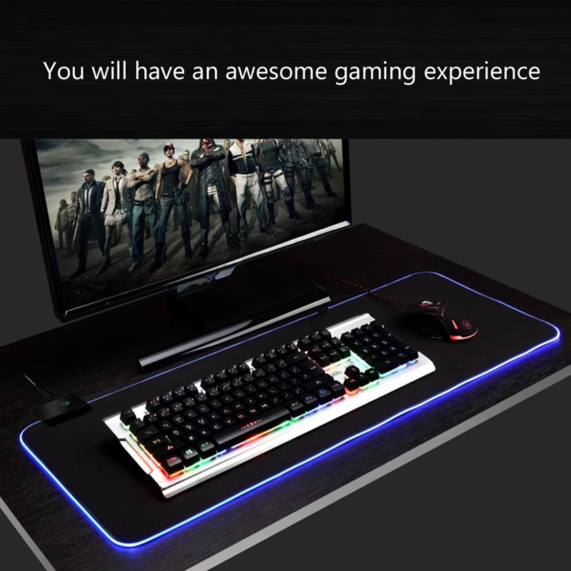 RGB Soft Large Gaming Mouse Pad Oversize Glowing Led Extended Mousepad Non-Slip Rubber Base Computer Keyboard Pad Mat