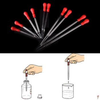 

New 9cm/10cm/12cm/15cm Durable Long Glass Experiment Medical Pipette Dropper Transfer Pipette Lab Supplies With Red Rub