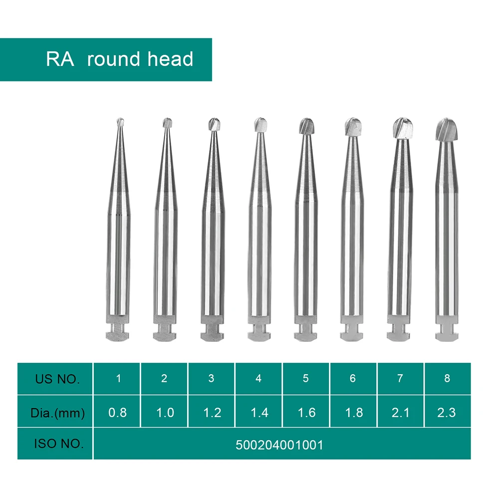 5 teile/paket Dental Wolfram Stahl Hartmetall Bohrer AZDENT Niedrigen Geschwindigkeit RA Bohrer Rechten Winkel Dental Labor Klinik Bur Runde Ball Form – Detail 2