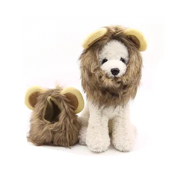 

Creative Pet Cat Dog Emulation Lion Hair Mane Ears Head Cap Autumn Winter Dress Up Costume Muffler Scarf Pet Accessories S/M/L