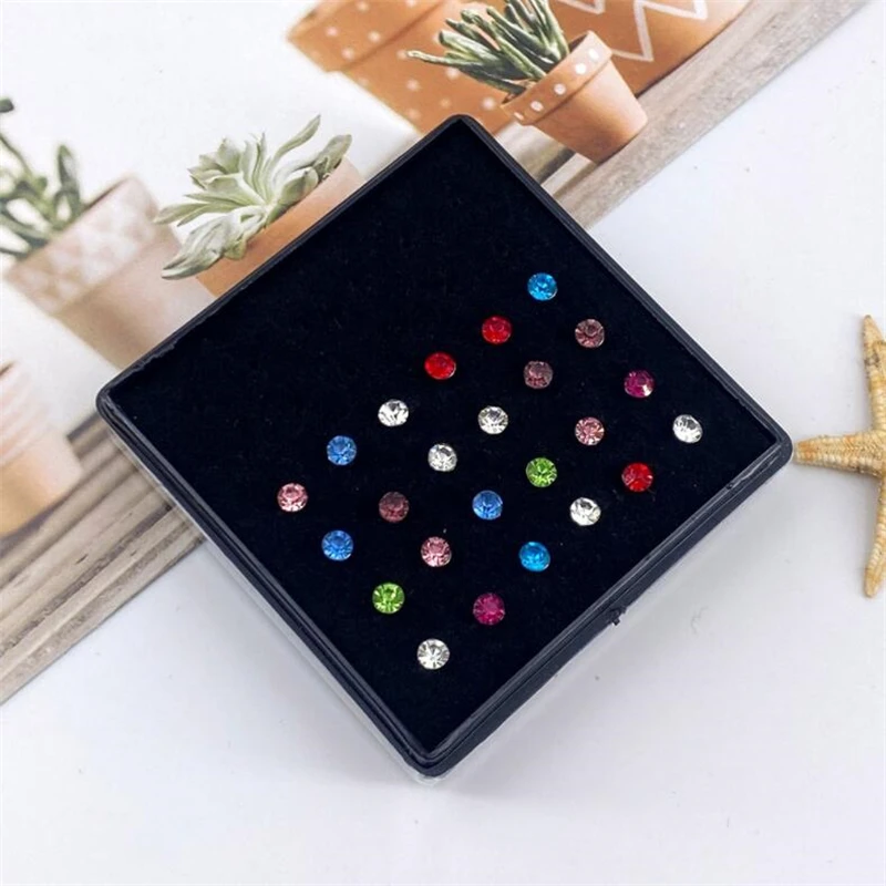 Surgical Steel Nose Rings nose rings piercing jewelry nose studs body piercing earrings metal jewelry body piercing jewelry body jewelry body piercing kit Kit Hypoallergenic Studs Crystal Body Piercing Jewelry Accesories For Women Men 1Set 24pcs 1.8/2.5/3mm