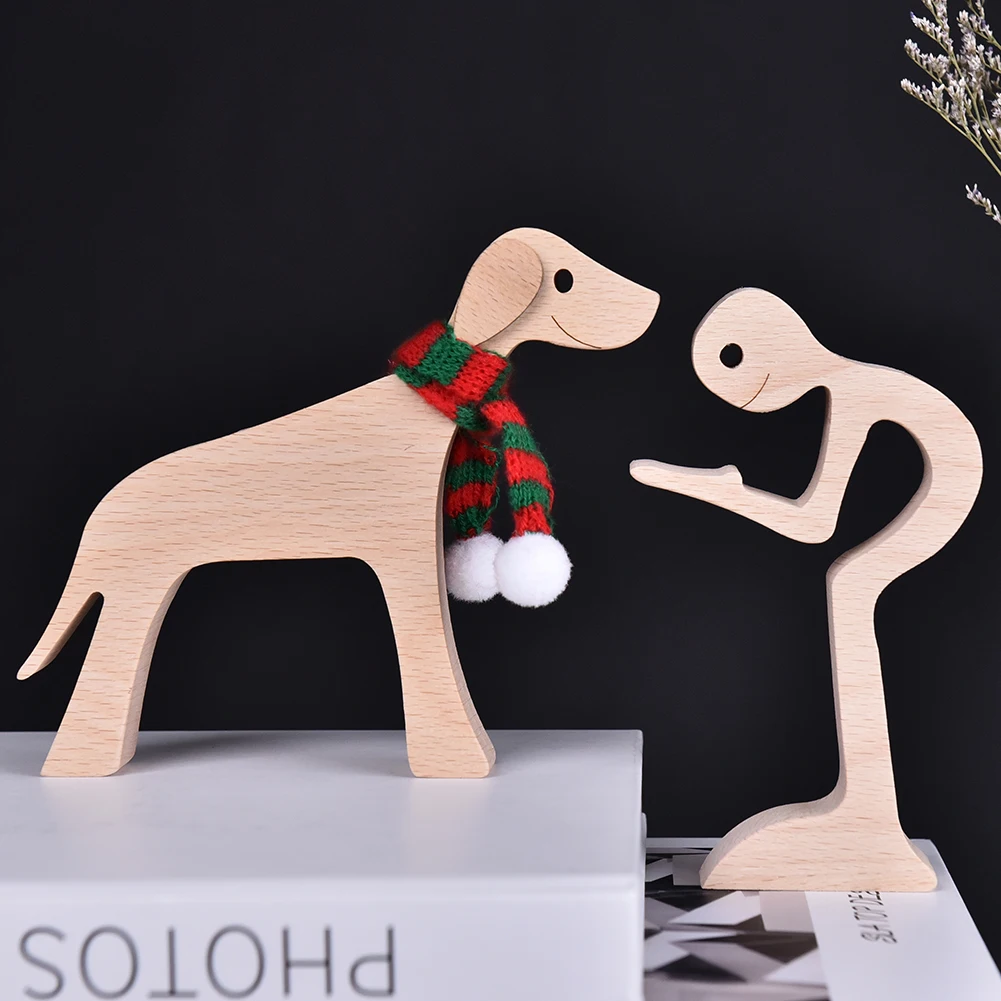 Pet Decorations Craft Wooden Dog Cat Doll Ornaments Carved Model Home Office Ornaments Creative Love Pets Dropshipping