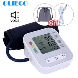 OLIECO USB Перезаряжаемый монитор кровяного давления Английский Голосовой автоматический Электрический биаттометр сердца цифровой