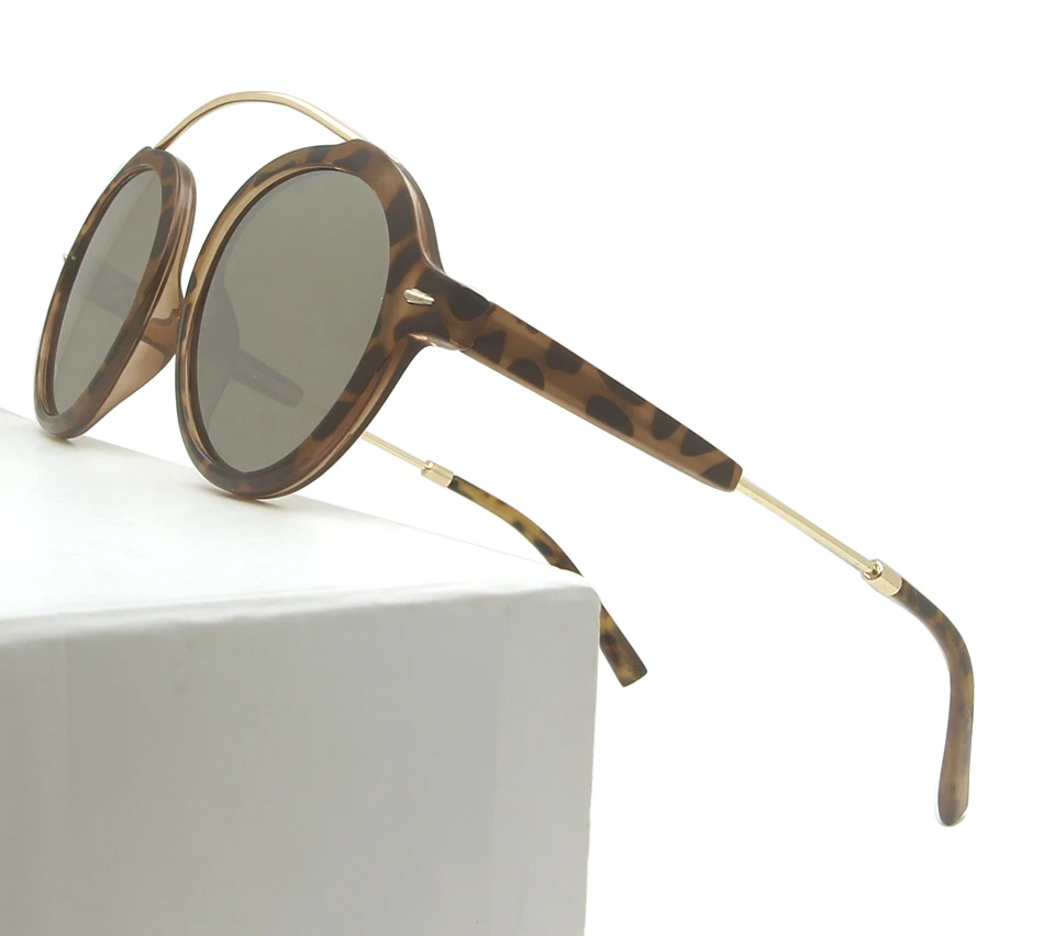 Брендовые дизайнерские Круглые Солнцезащитные очки для женщин и мужчин зеркальные солнцезащитные очки леопардовые Модные солнцезащитные очки Femme Pilot Винтажные Солнцезащитные очки UV400