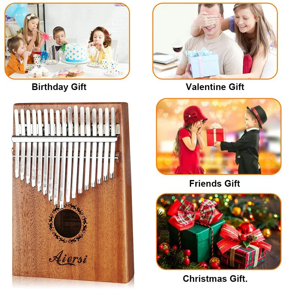 Aiersi Solid Koa 17 клавиш Gecko Kalimba большой палец пианино Calimba музыкальный подарок с песней