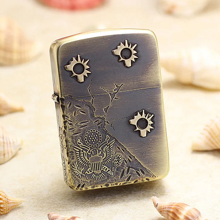 

Genuine Zippo oil lighter copper windproof American soldiers cigarette Kerosene lighters Gift With anti-counterfeiting code