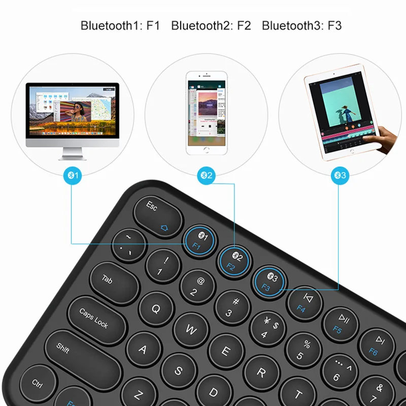Беспроводная Бесшумная игровая клавиатура круглая Bluetooth для Macbook Pro iPhone iPad
