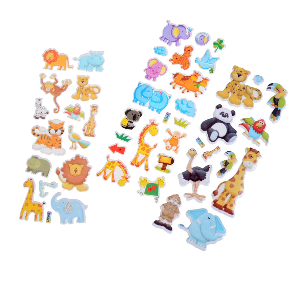 7.2*17cm Cartoon Animals Zoo 3D Stickers Children Girls Boys PVC Stickers Kids Toys