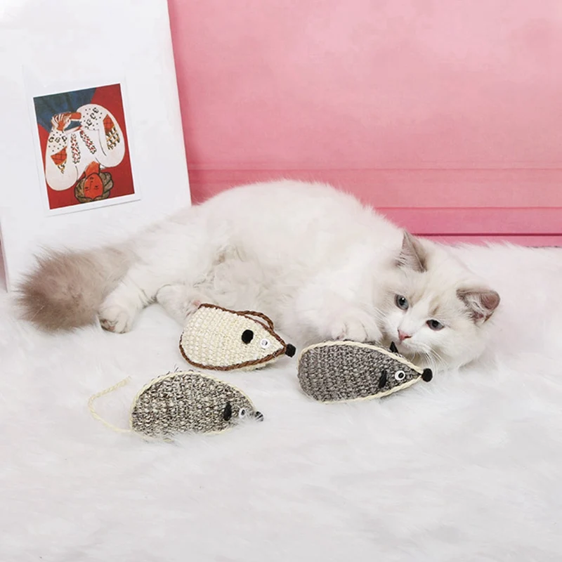 Игрушка для домашних животных сизаль мышь тканая симуляция игрушка кошек