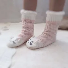 Женские плюшевые хлопковые носки с рисунком собаки из мультфильма; теплые милые носки Kawaii Happy Art; толстые носки в стиле Харадзюку; уличная одежда; Модные Повседневные носки; Skarpetki