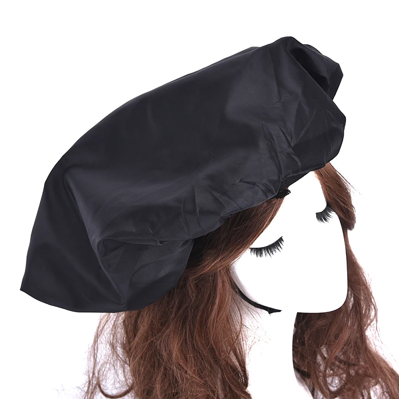 Satin Sleep Night Cap Big Size Beauty Salon Cap Head Cover Bonnet Hat for For Curly Springy Hair Bannet Cap Black Color