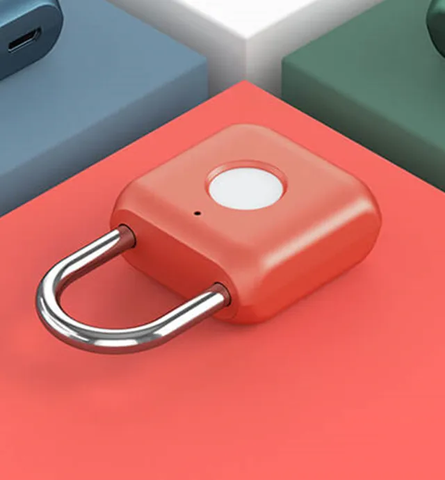 Xiaomi Mijia Youpin умный замок отпечатков пальцев для дверного навесного замка несколько случаев Usb зарядное устройство Минимальный замок для Дом Офис Кухня Ящик - Цвет: Красный