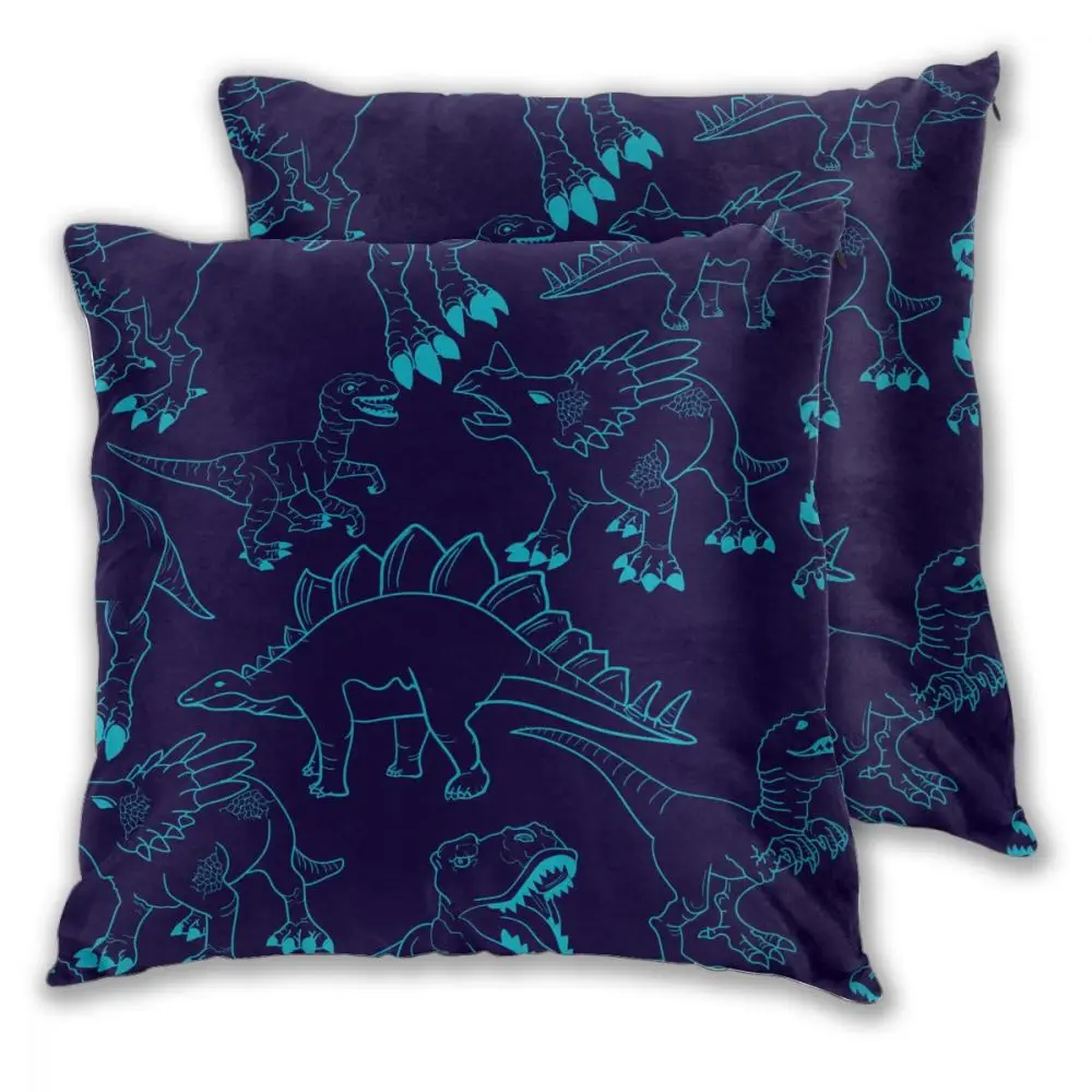 Square Decorative Throw Pillows T-rex Dinosaur Grunge Print Cushion Covers Cases Pillowcases for Sofa Bedroom Car Chair 2 Pieces | Дом и сад