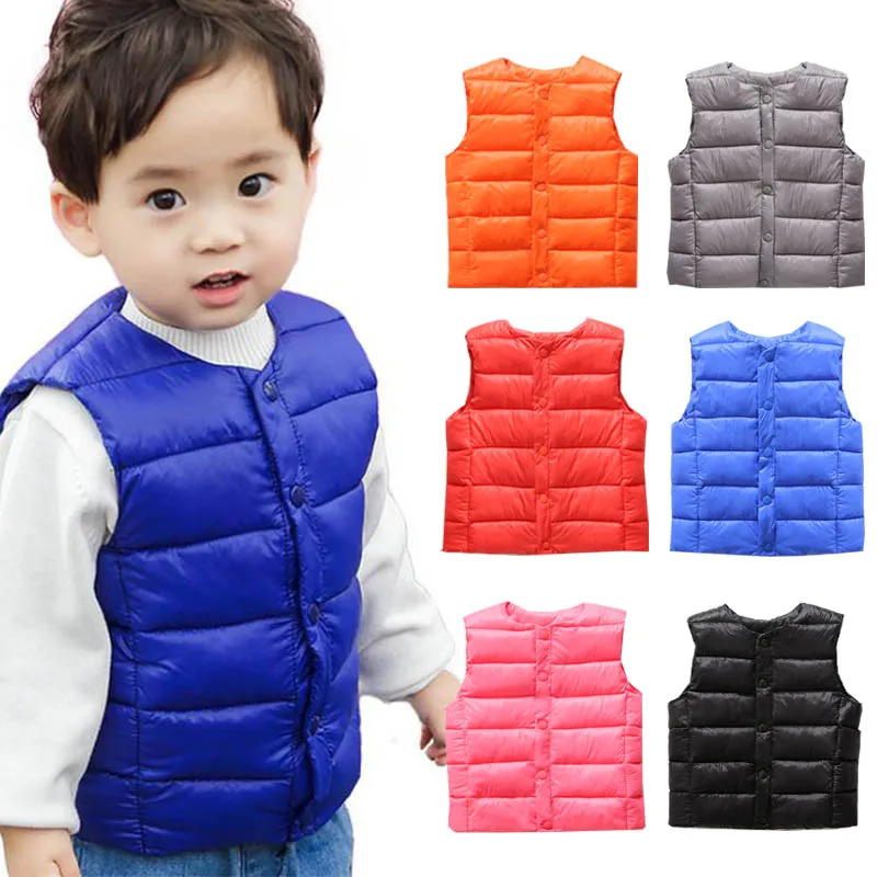 

New Toddler Warm Fashion Solid Color Cotton Waistcoats Baby Boys Girls Vests Children's Casual Clothes