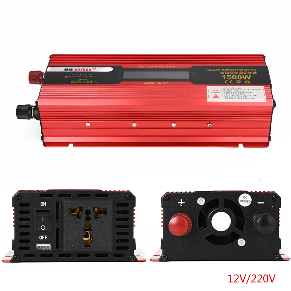 XUYUAN 1500W DC 12 V/24 V к AC 220 V/110 V Светодиодный дисплей солнечной энергии инвертор системы