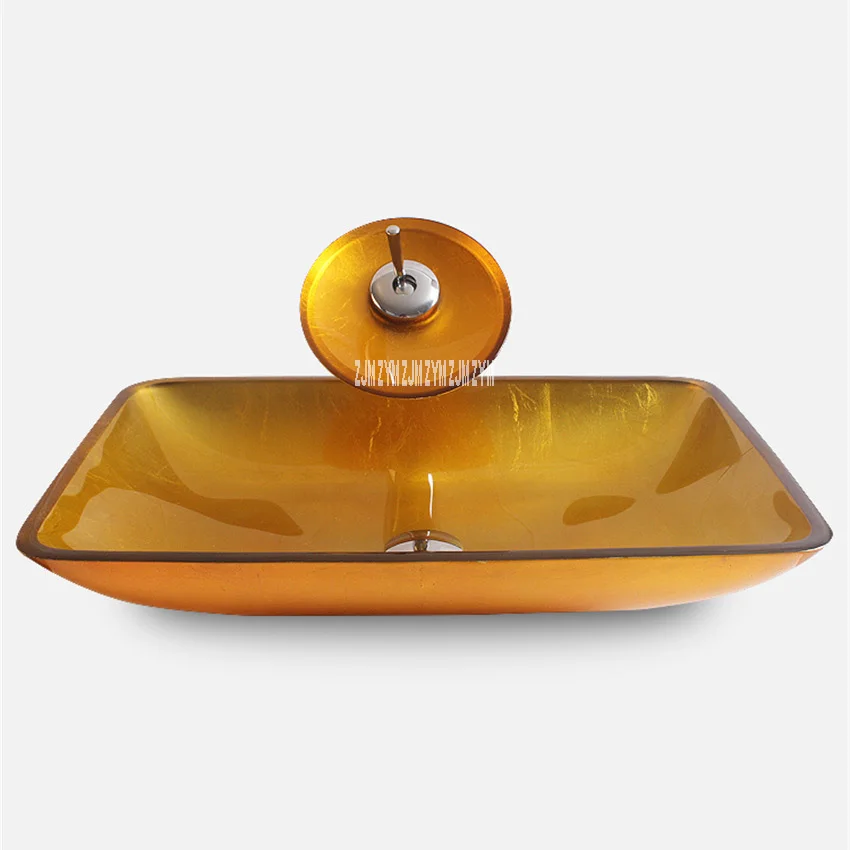 Above Counter Basin Household Hotel Washing Basin Bowl Automobile Front Grade Toughened Glass Rectangle Artistic Sink Bathroom