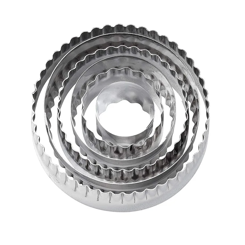 

6PCS Double Side Fluted & Plain Edges Cookie Cutter Round Stainless Steel Circle Biscuit Making Mold Form Fondant Cutter Set