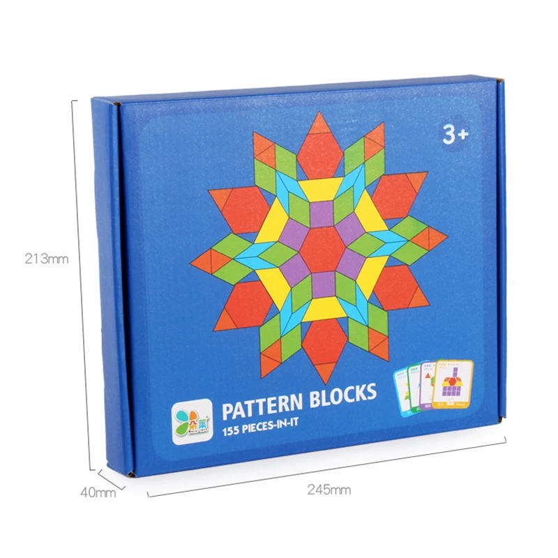 155Pcs Creative Shape Puzzles Board Set Montessori Woode Materials Hand Brain Training Early Learning Thinking toy for Baby Gift