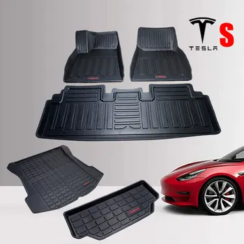 

TPO Rubber car Floor mats Trunks mat For Tesla Model S 2014-2018 2019 Car accessories All Weather Waterproof foot floor mats