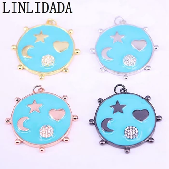 

10Pcs Beautiful Round shapes enamel pendant,fashion zircon charm,necklace jewelry accessories