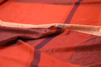 

High quality wool and cashmere fabric Dark orange variegated regular pattern tissu Fashion overcoat shawl patchwork