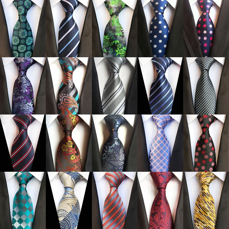 

New Classic Men's Ties 100% Silk Neck Ties 8cm Polka Dot Stripes Floral Necktie For Men Formal Business Wedding Party Neckties