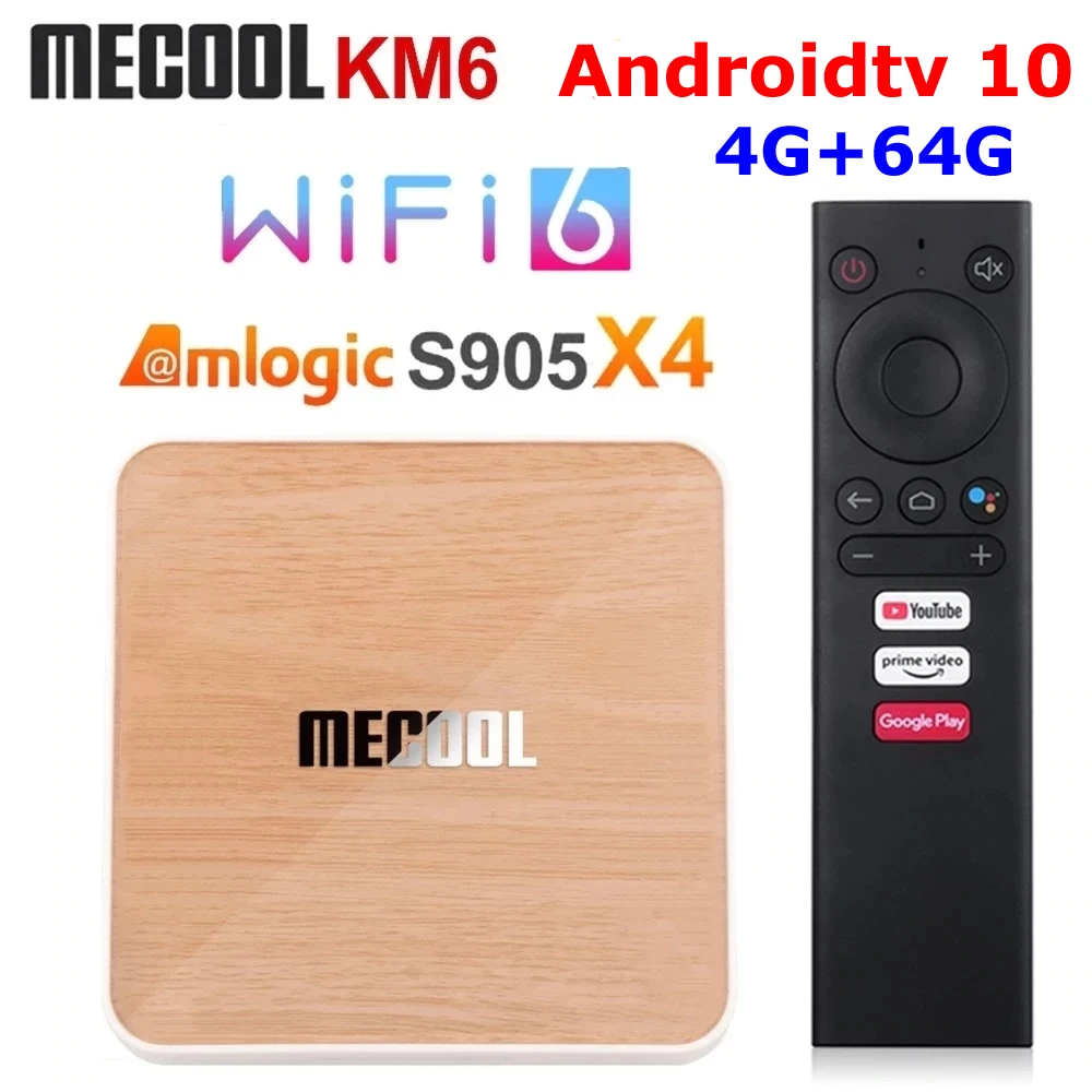 Mecool Km6 Deluxe Android 10 Tv Box Amlogic S905X4 Certificato Google 4Gb 64Gb 5G Dual Wifi 6 1000M Androidtv 10.0 Media Player