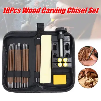 

18PCS/Set Carving Wood Tool Carving Knife Hand Wood Chisel Seal Engraving Knife Woodcut Stone Carving Craft DIY Gouges Tools Kit