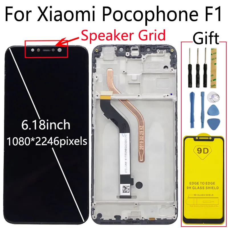 6 18 &quotLCD + рамка для Xiaomi Pocophone F1 LCD дисплей с сенсорным экраном дигитайзер сборка
