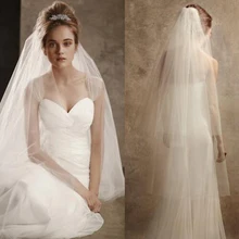 Двухслойная свадебная вуаль длиной 2,5 м, длинная фатиновая Фата невесты с расческой, цвета слоновой кости, белая, 2 т, свадебная вуаль свадебные аксессуары