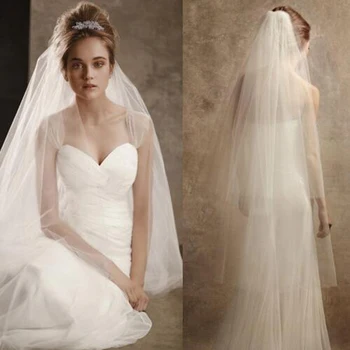 

2T White Ivory Wedding Veils Two Layer Hot Sale New Arrival Wholesale Price Cut Edge Simple Bridal Veil