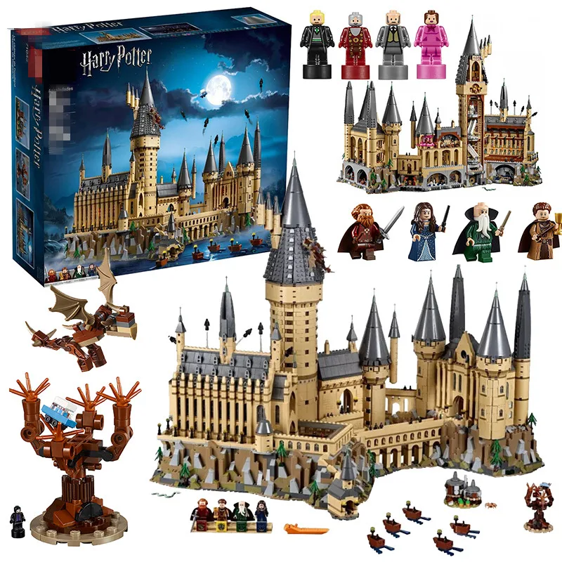 

New Movie Harri Castle Hall Hogwartse Express Potters Legoed 71043 75953 75954 75955 Model Building Blocks Bricks Toys Gifts