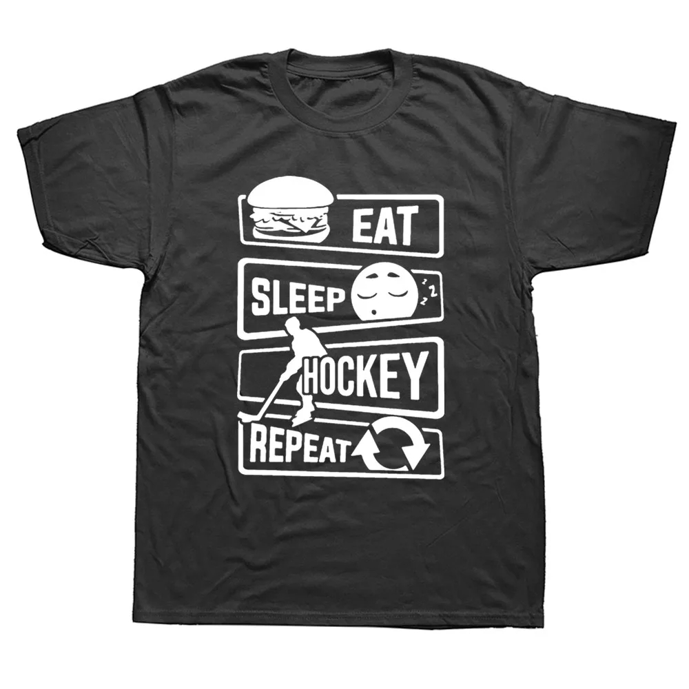Eat Sleep Hockeyer повторить льда Sporter забавная Мужская Графический Модный Новый