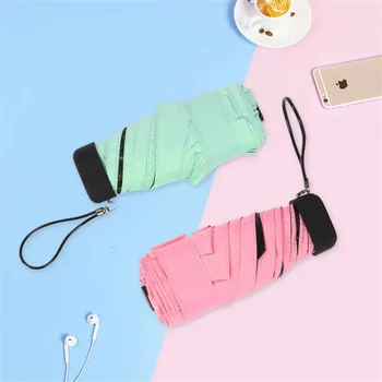 

1PC Women Mini Pocket Umbrella Portable Flat Rainy Umbrellas 5 Fold Sun Lightweight Unisex Umbrella Girls Traveling Rain Gear