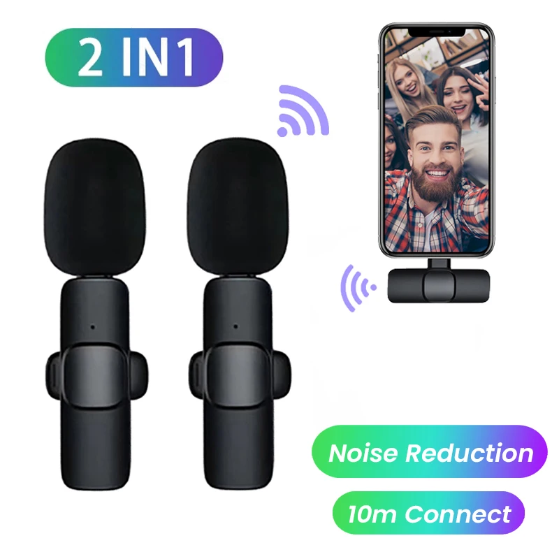 Беспроводной петличный микрофон портативный для записи аудио и видео прямых