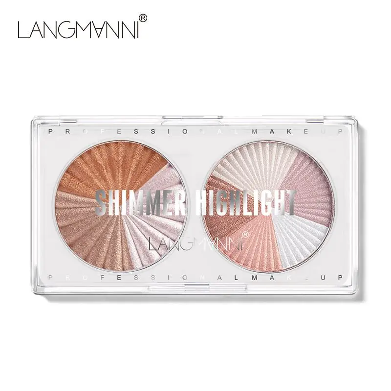 

Langmanni Double-disc Highlighter Modification Baked Palette Shimmer Illuminator Contouring Brighten 3D Face Powder Makeup T0912