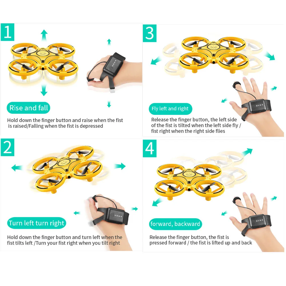 Датчик гравитации Мини RC Quadcopter часы Smart Led wifi в режиме реального времени инфракрасный пульт дистанционного управления анти встряхивание объектив индукции HD жесты