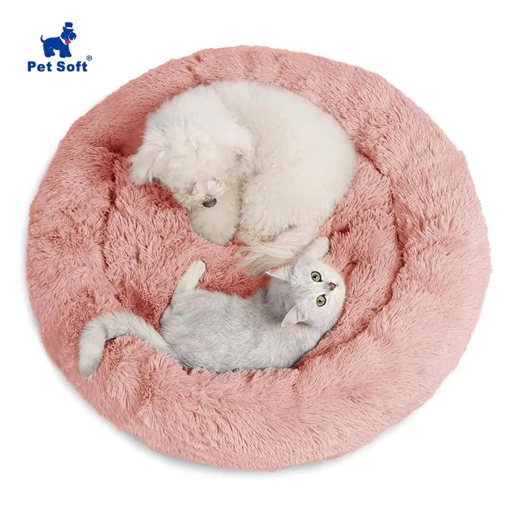 

Pet soft Plush Round Pet Bed for Cats or Small Dogs Round Plush Cat Bed Ultra Soft Washable Dog and Cat Cushion Bed