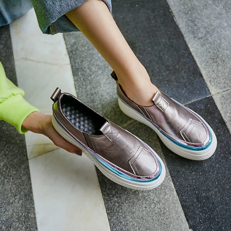 

Mei yi lang Cabinet 2019 Autumn New Style Fashion And Personality High Quality Simple Love round Toe Shoes Leather Mat