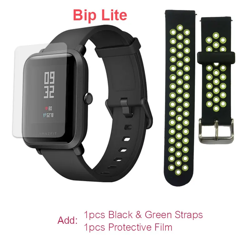 Xiaomi Huami Amazfit Bip Lite умные часы глобальная версия легкие умные часы с 45 днями ожидания gps - Цвет: BlackGreen Film