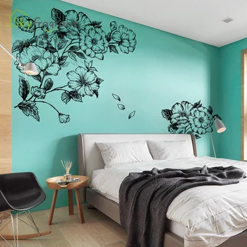 

Extra large wall sticker sketch flowers self-adhesive TV sofa background wall decor room decoration bedroom stickers home decor