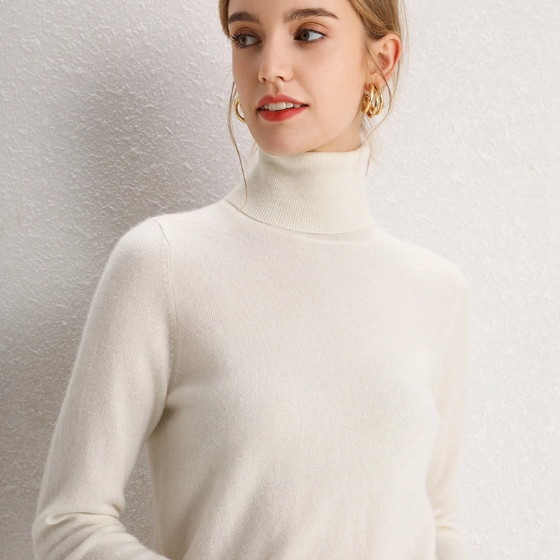 

Women Sweaters 100% Pure Cashmere Knitted Turtleneck Pullovers Winter Female Soft Warm Jumpers 10Colors Hot Sale Fashion Sweater