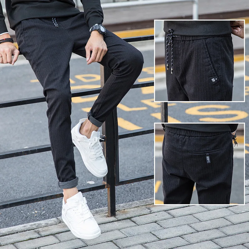 

Cargo Foot! MEN'S Casual Pants with Drawstring Slim Fit Korean-style Trend 2018 New Style Skinny Pants Soil MEN'S Trousers Men'S