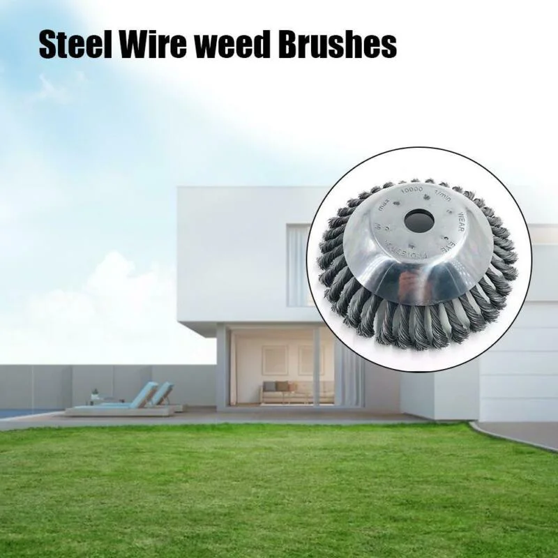 

8 Solid Steel Wire Wheel Garden Weed Brush Lawn Mower Head Outdoor Trimmer Tool