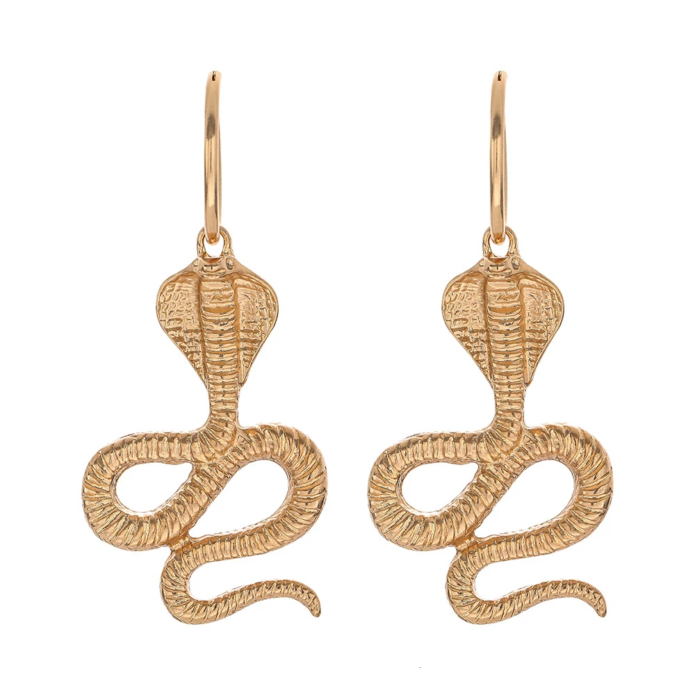 Jouval, длинные серьги-гвоздики в виде змеи в стиле панк для женщин, оригинальные золотые серьги в виде животных с кристаллами для женщин, модные ювелирные изделия - Окраска металла: E2384-8