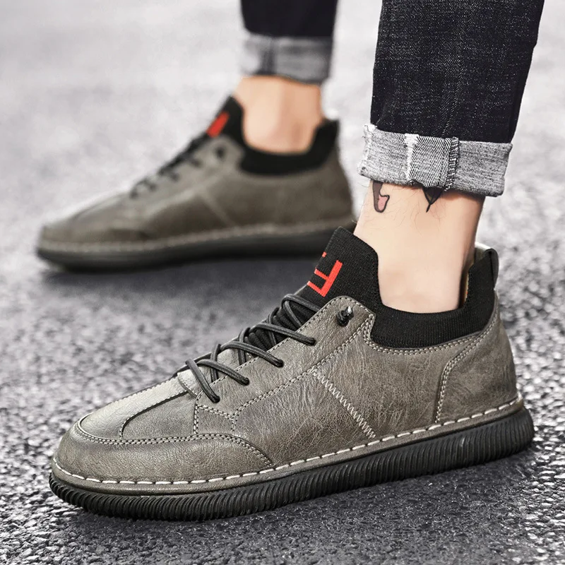 

Northern Europe Agitation Male Dawdler Leather Shoes Male Joker Personality Skate Shoes Trend Wear-resisting Leisure Time Shoes