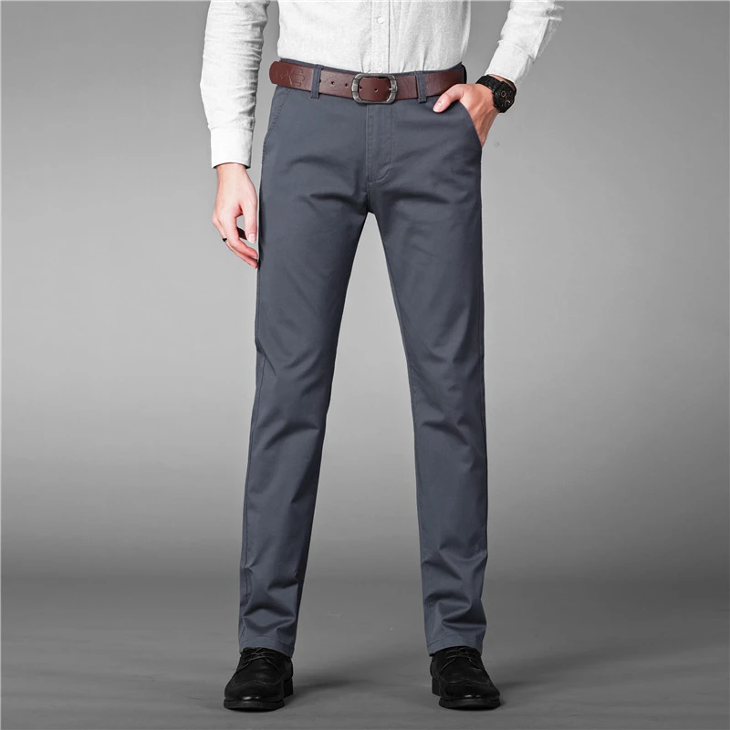 Роскошные прямые деловые повседневные мужские штаны высокого качества Дизайнерские весенние осенние элегантные мужские длинные официальные брюки для отдыха - Цвет: 8804