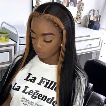 

Highlight Blonde Color Pre Plucked Fake Scalp Wig Straight 13x6 Lace Front Human Hair Wigs For Black Women Remy Hair Wig