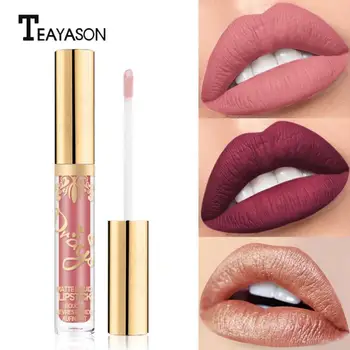 

Non-stick cup frosted Matte Lipstick Moisturizing Lip gloss metal light sense light gold bronze coffee red sand gold TSLM1